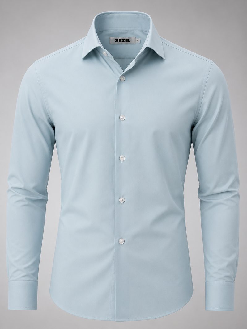 Camisa social lisa azul-celeste