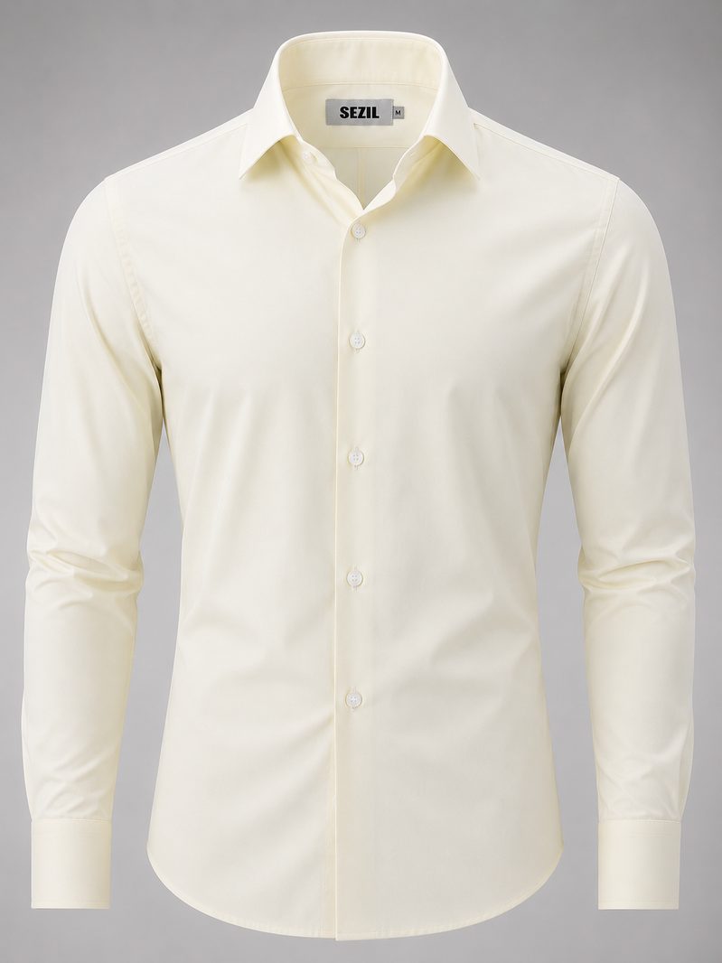 Camisa social lisa creme