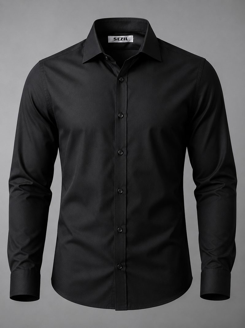 Camisa social lisa preta