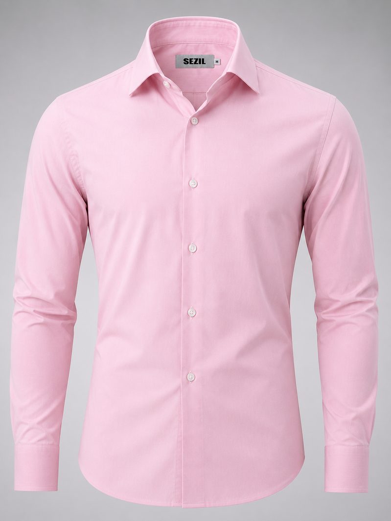Camisa social lisa rosa