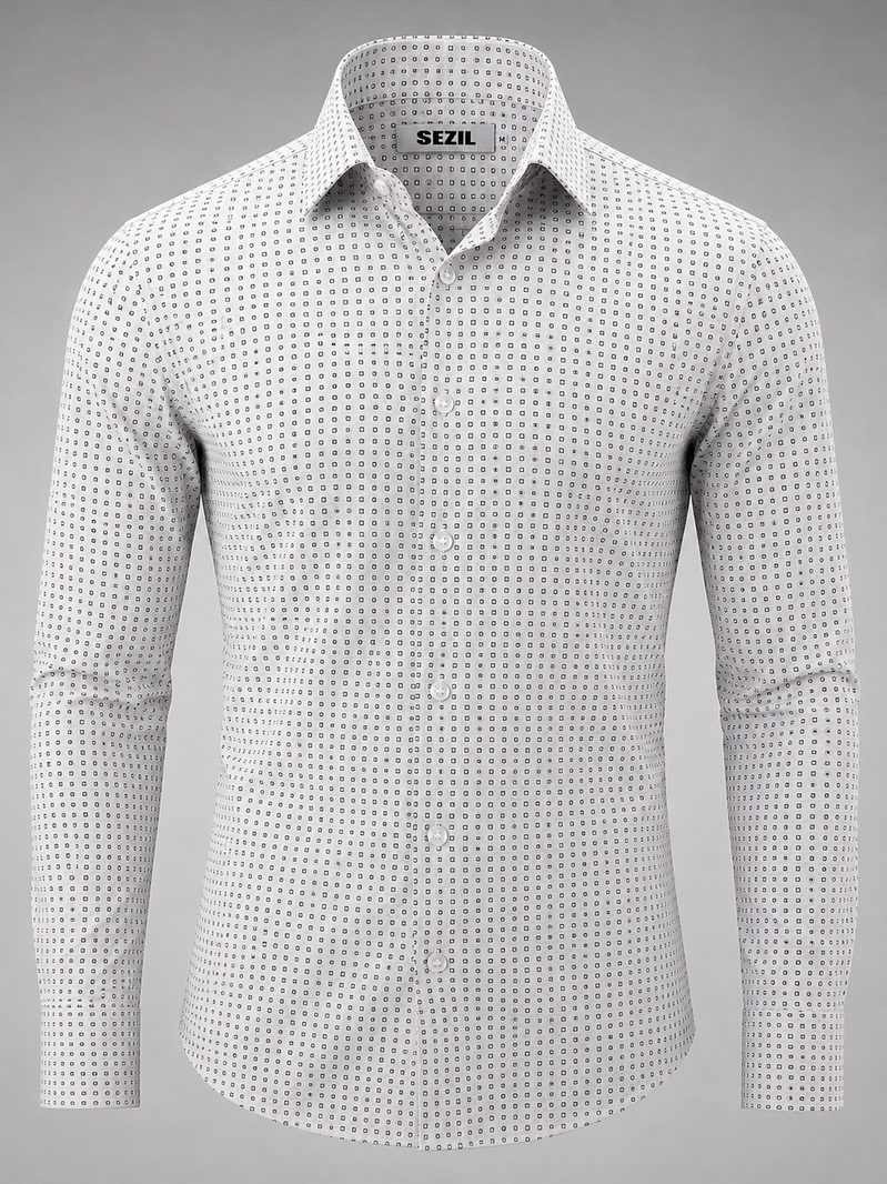 Camisa social microestampa branca